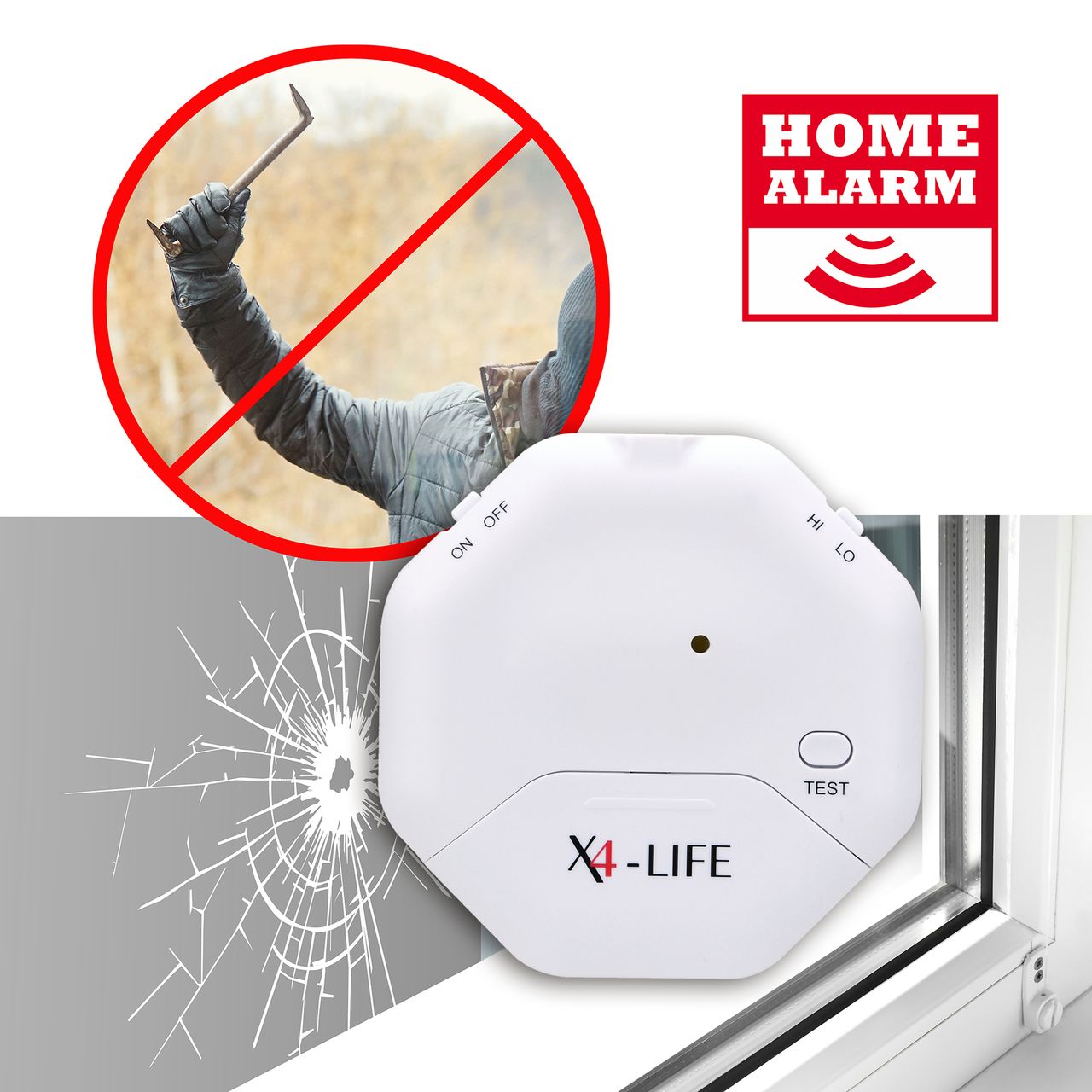 X4-Life Security Glasbruch-Alarm
