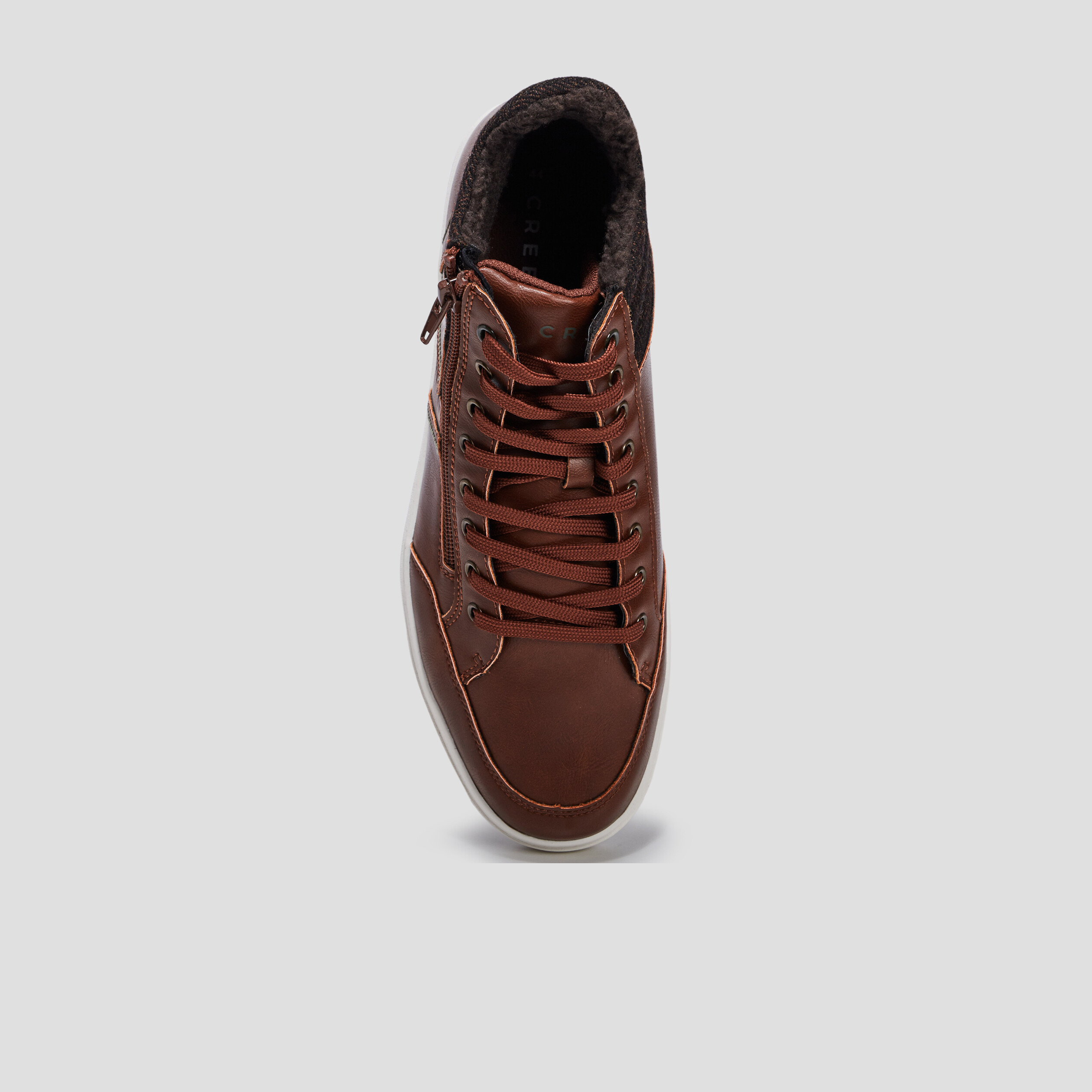 Baskets montantes à lacets marron cognac homme | La Halle