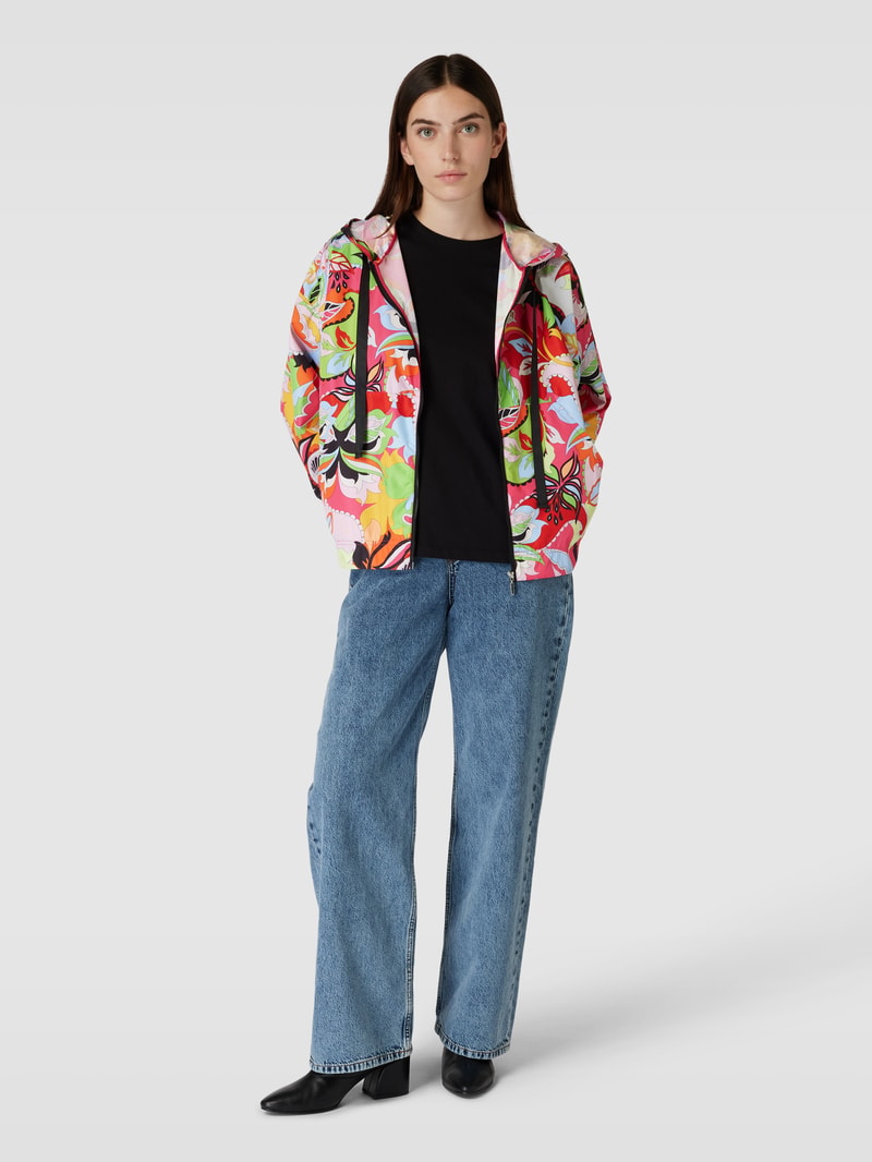 Oversized Jacke mit Allover-Muster in pink