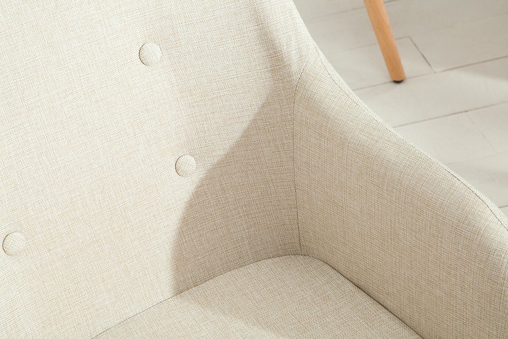 riess-ambiente Polsterstuhl SCANDINAVIA MEISTERSTÜCK beige / natur (Einzelartikel, 1 St), Esszimmer · Webstoff · Massivholz · mit Armlehne · Retro Design