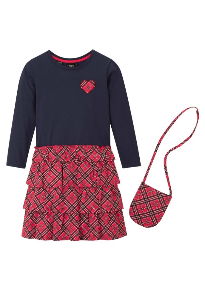 Mädchen Jerseykleid und Tasche (2-tlg.) aus Bio-Baumwolle