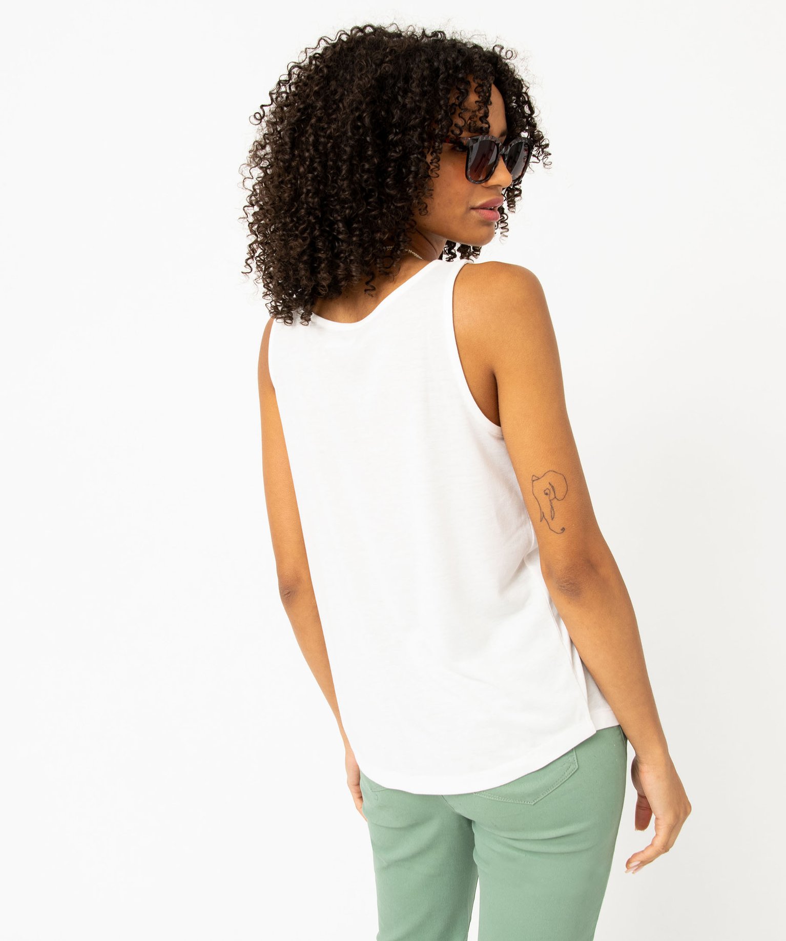 Débardeur à col rond avec motif positif femme ecru | GEMO