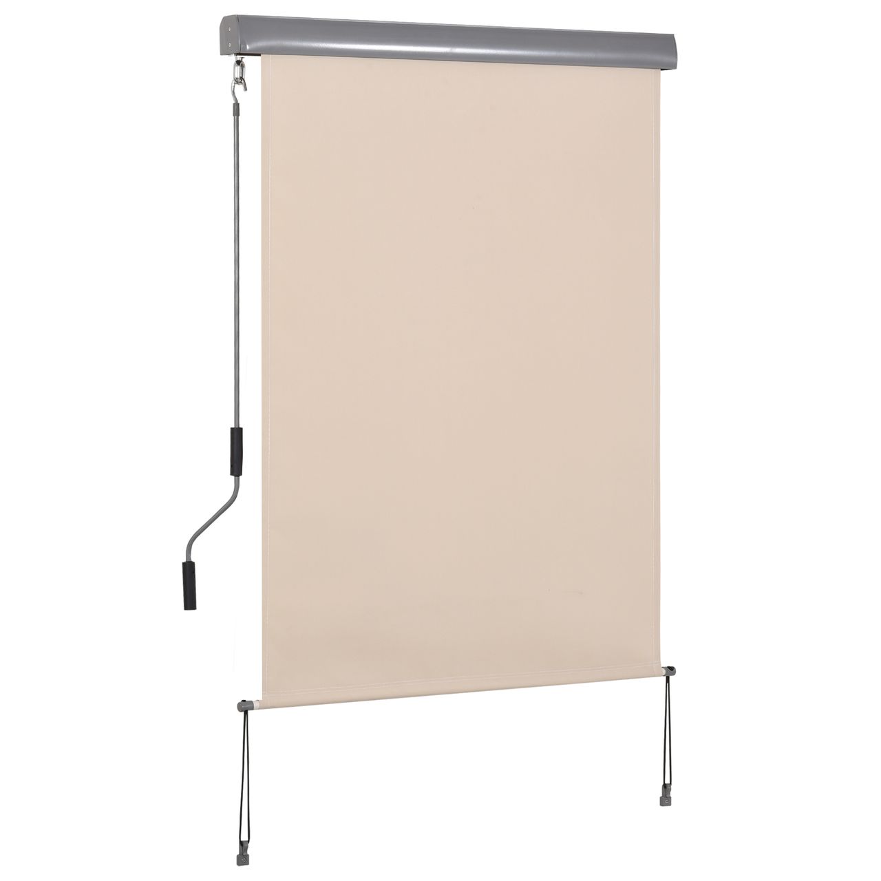 Outsunny Senkrechtmarkise Balkonmarkise Seitenrollo Sichtschutz mit Handkurbel Cremeweiß 100 x 140 cm