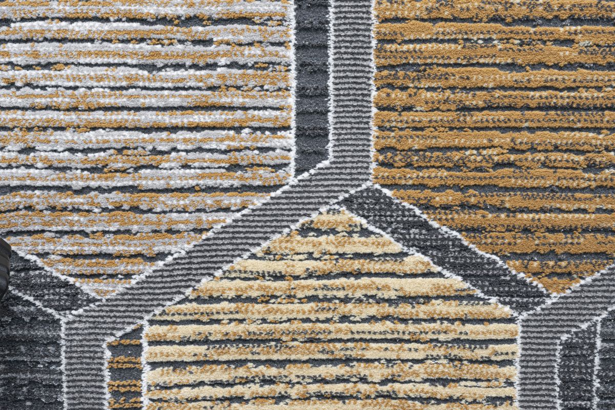 Webteppich Samaria Dunkelgrau-Gold-Orange 80 x 150 cm