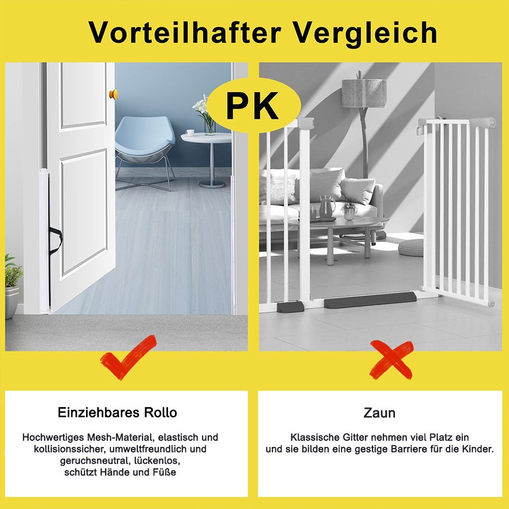Mucola Treppenschutzgitter Türschutzgitter Treppenschutzgitter Absperrgitter Ausziehbar Kind Hund (Stück), Einfache Montage am Türrahmen und Wand