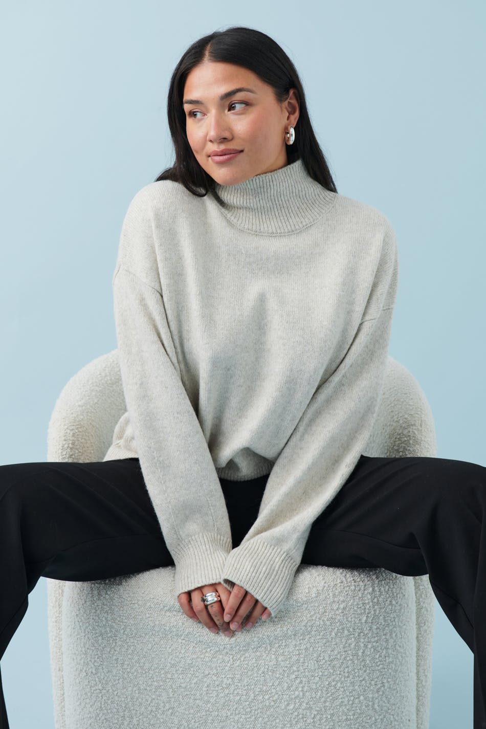 Funnel neck knit sweater