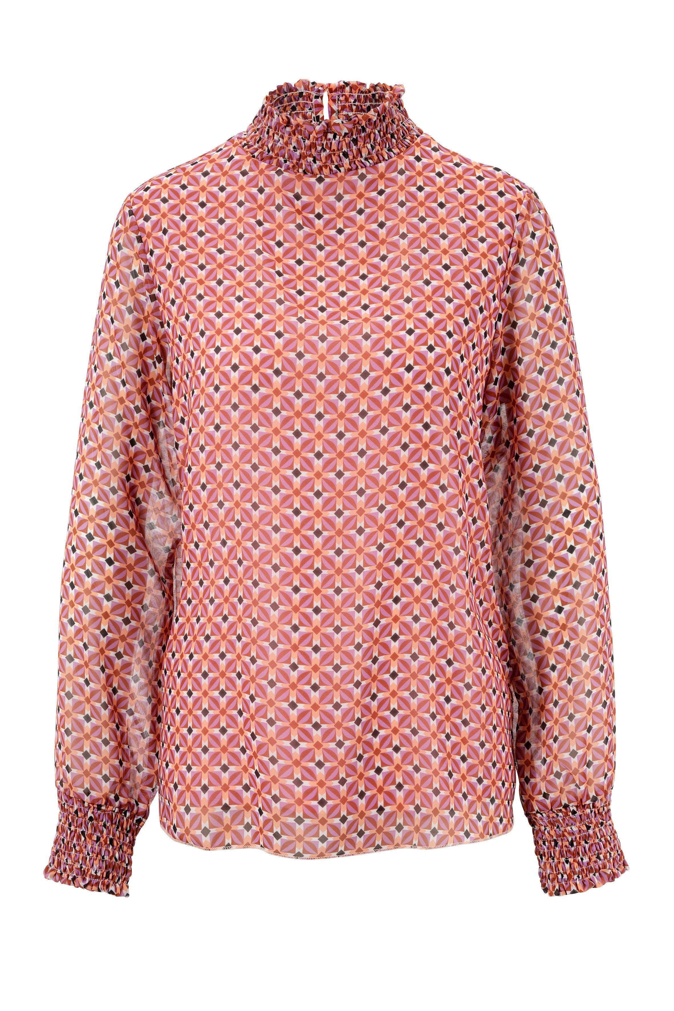 Aniston SELECTED Chiffonbluse mit geometrischem Muster und Smokbündchen
