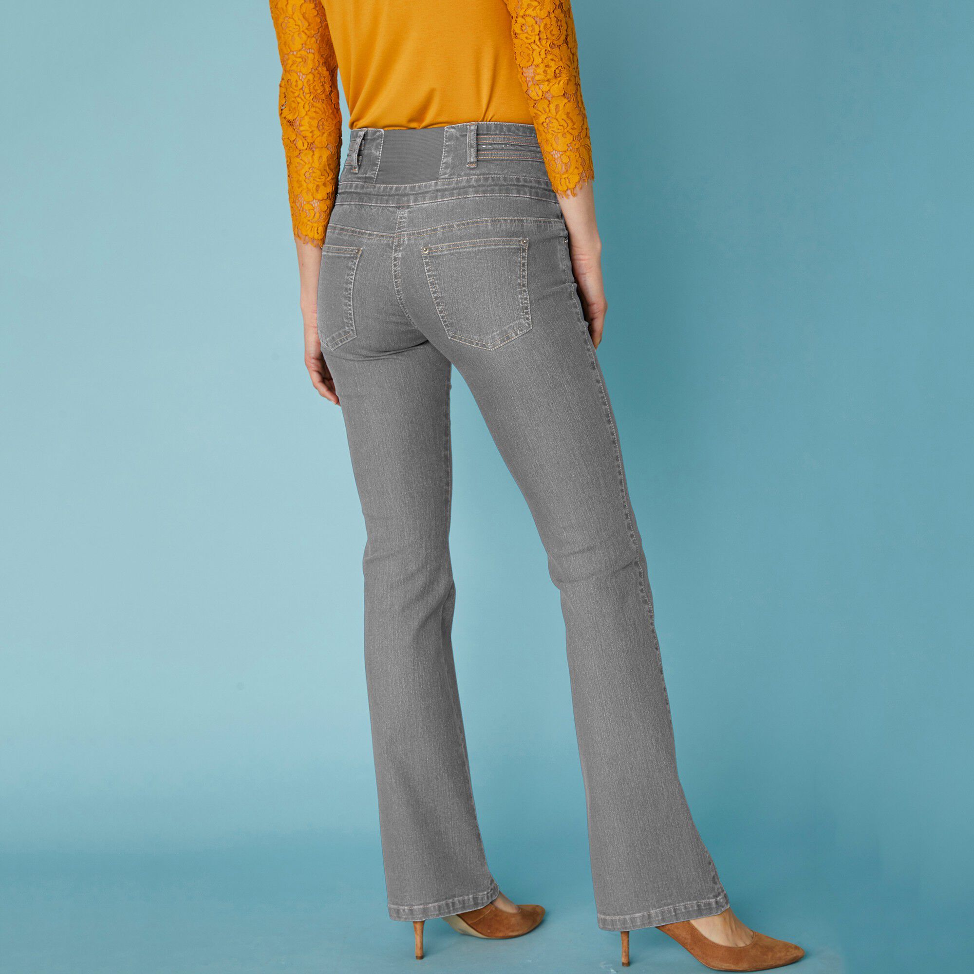 Jean coupe bootcut taille haute stretch