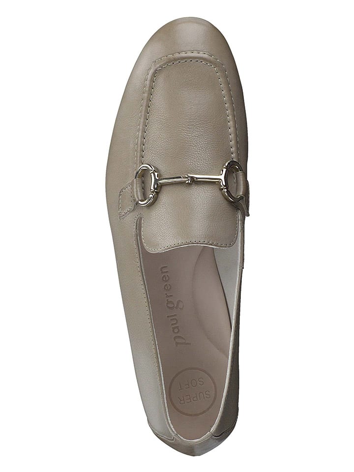 Paul Green Leder-Slipper in Khaki günstig kaufen
