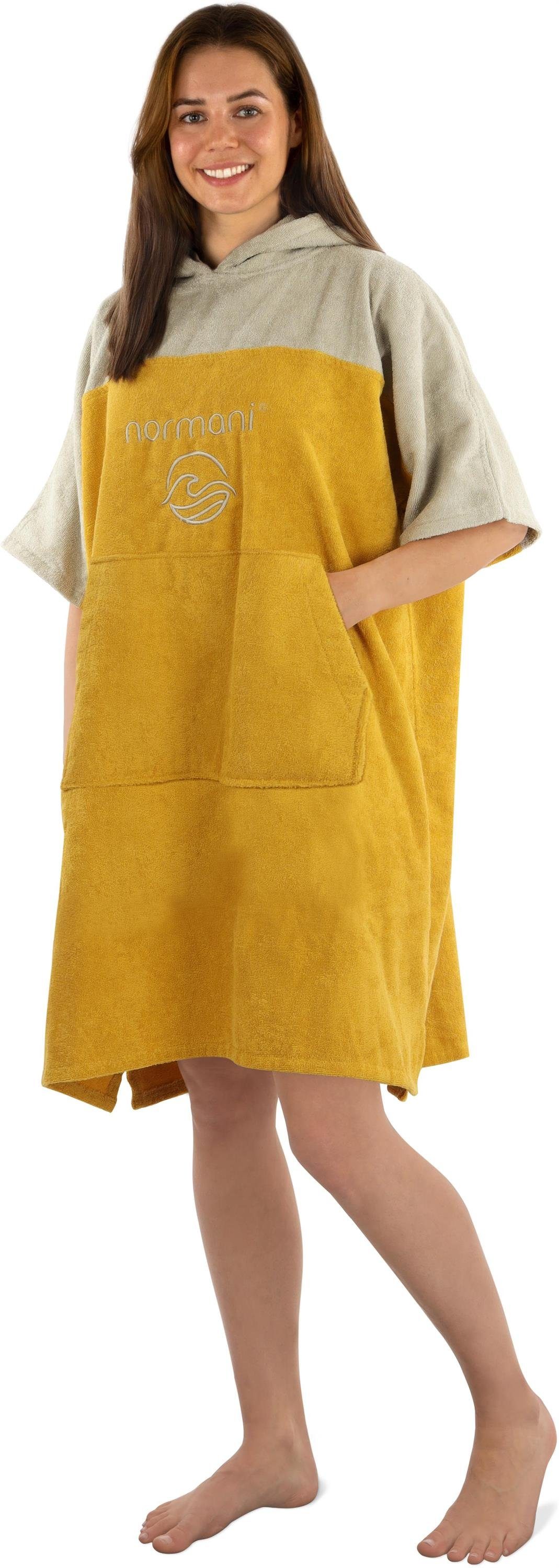 normani Badeponcho Damen Surfer Poncho Kuta, Bio-Baumwolle, Kapuze, Schlupf, Badeponcho aus 100 % saugstarker Bio-Baumwolle