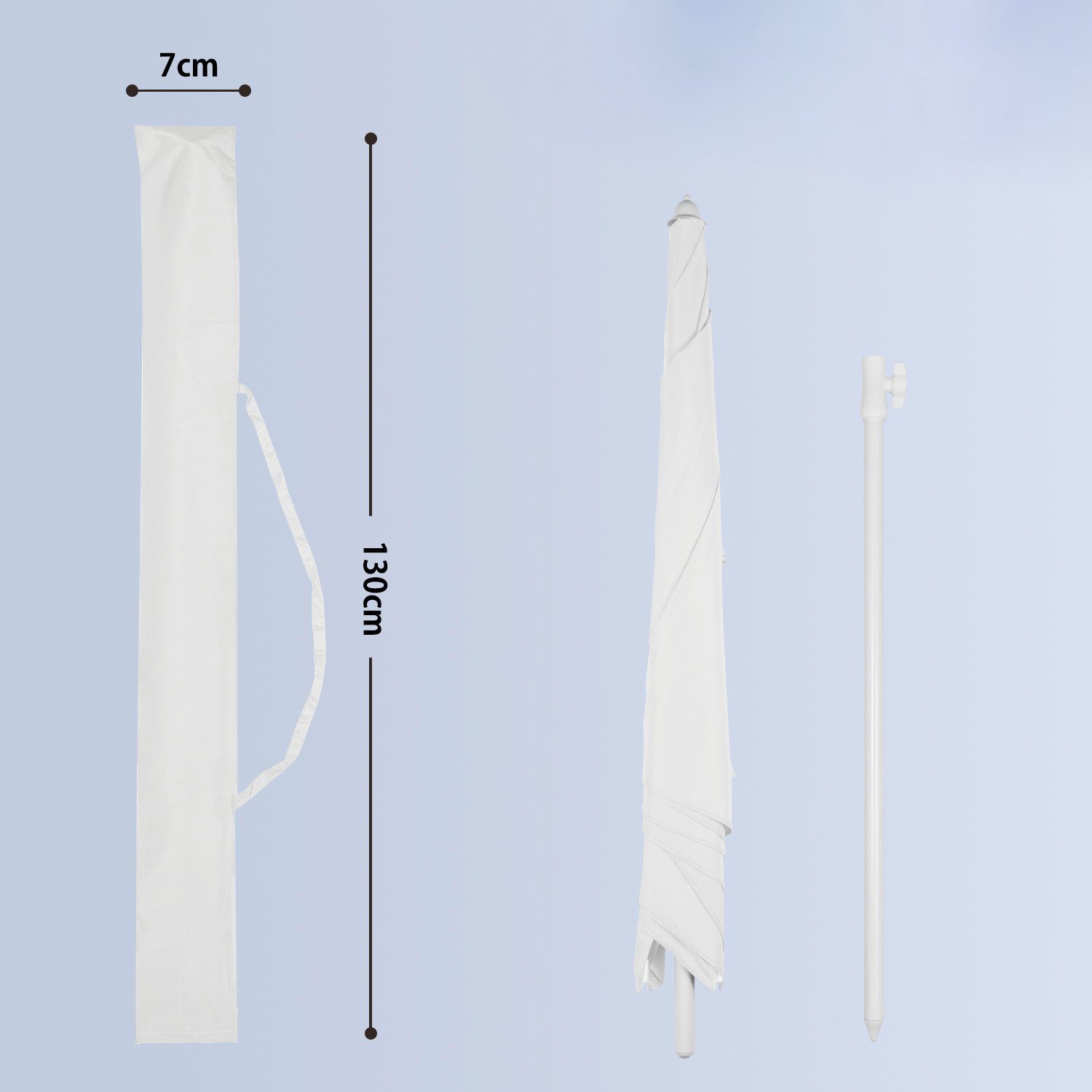 Sekey Sonnenschirm Balkonschirm Terasseschirm mit Schutzhülle, rechteckig 180 x 125 cm, LxB: 180,00x125,00 cm, Sonnenschutz UPF50+, Kippbar, Höhenverstellbar