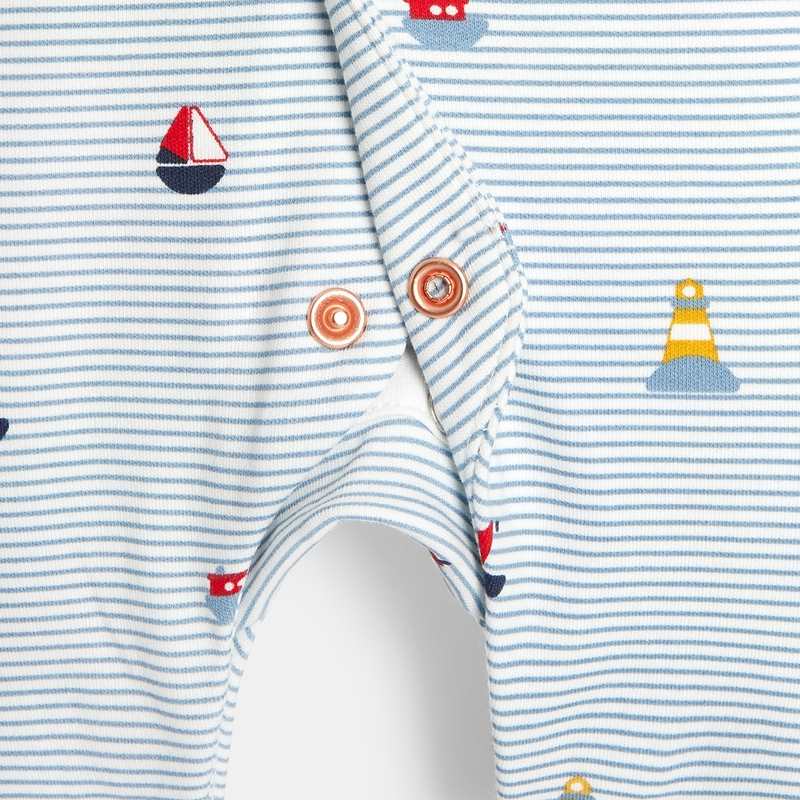 Dors-bien rayé interlock bleu bébé garçon