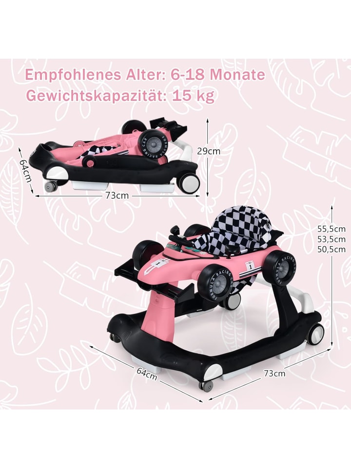COSTWAY 4 in 1 Lauflernwagen in Rosa günstig kaufen 75 cm