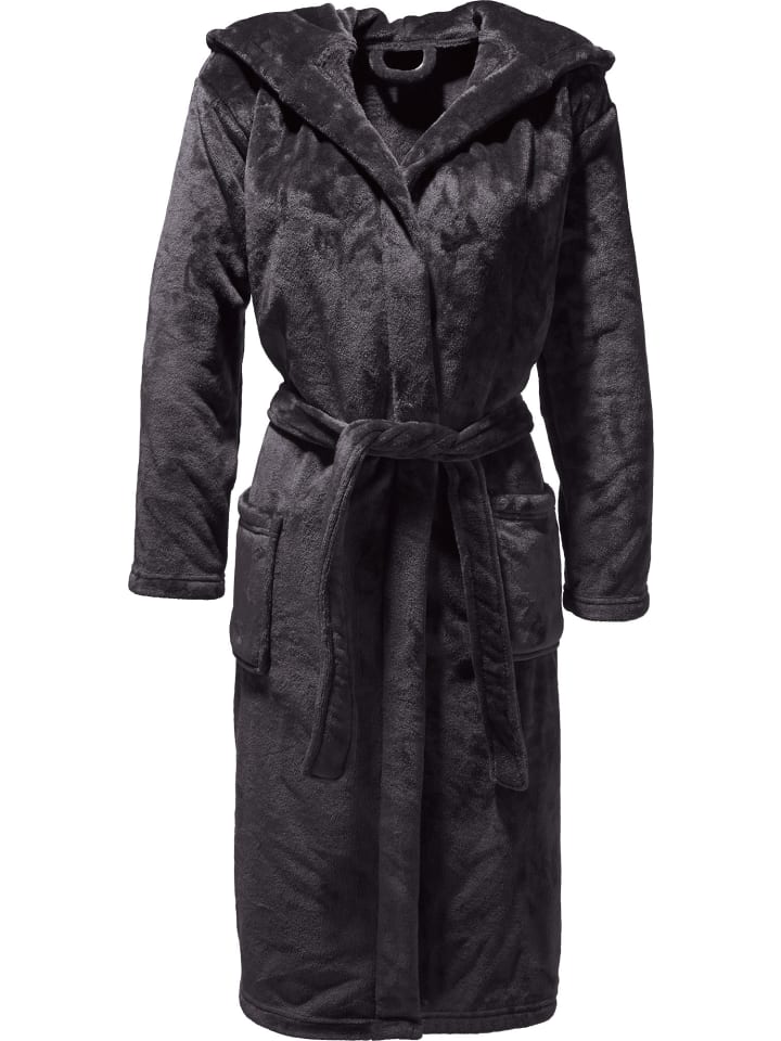 REDBEST Fleece Unisex-Bademantel mit Kapuze Perris in anthrazit günstig kaufen
