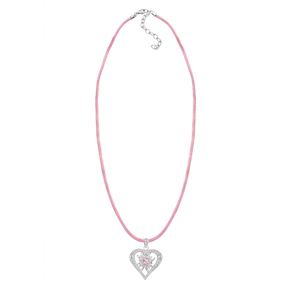 Elli Elli Collier Femmes Coeur Édelweiss avec Cristaux en Argent Sterling 925 collier