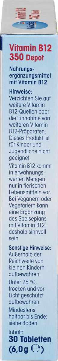 Vitamin B12 350 Depot, 30 Mini-Tabletten, 6 g