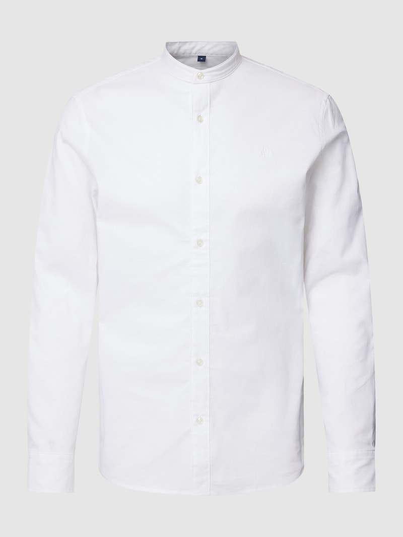 Freizeithemd mit Label-Stitching in weiß