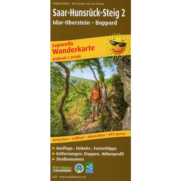 Saar-Hunsrück-Steig 2. Idar-Oberstein - Boppard Wanderkarte 1 : 25 000 - Wanderkarte