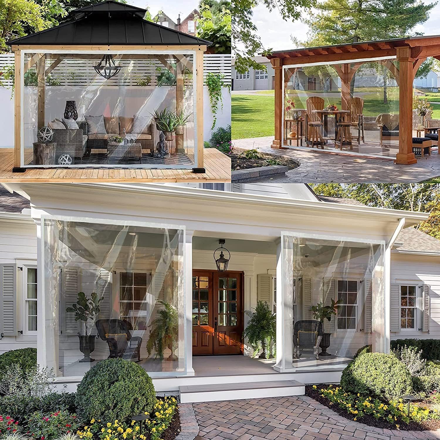 jalleria Gartenlounge-Set 1,2 m x 3 m transparente Planefürden Außenbereich mit Ösen und Seil, (1-tlg)