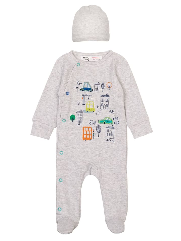 Minoti 2tlg. Outfit: Schlafoverall Transport 7 in grau günstig kaufen