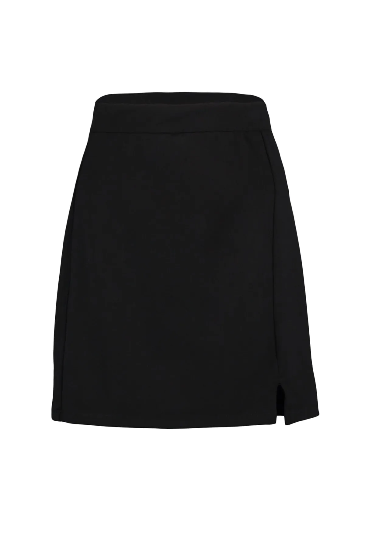 Trendyol Collection  Schwarzer Minirock mit normaler Taille und Schlitzdetail, dehnbar, aus Strick TWOAW21ET0660