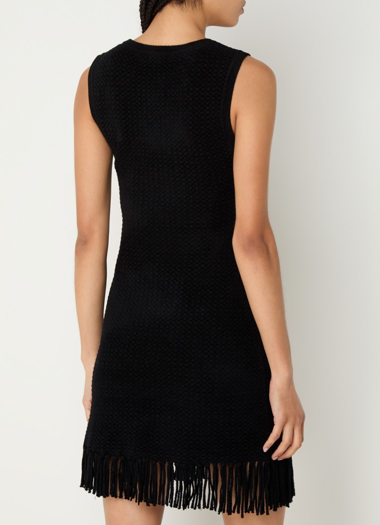 Robe mini sans manches Sandro à ourlet asymétrique et franges