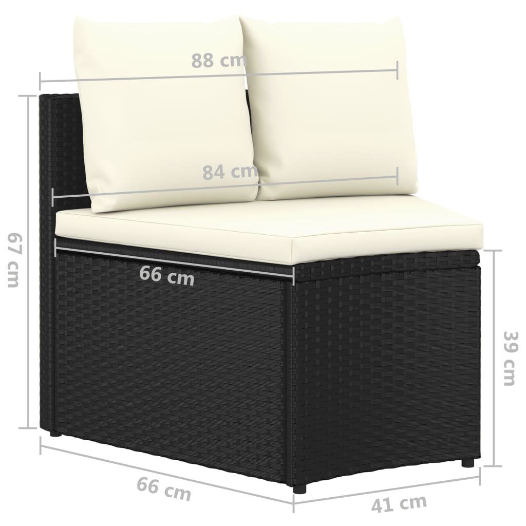 vidaXL Loungesofa 2-tlg. Garten-Sofagarnitur mit Auflagen Poly Rattan Schwarz, 2 Teile
