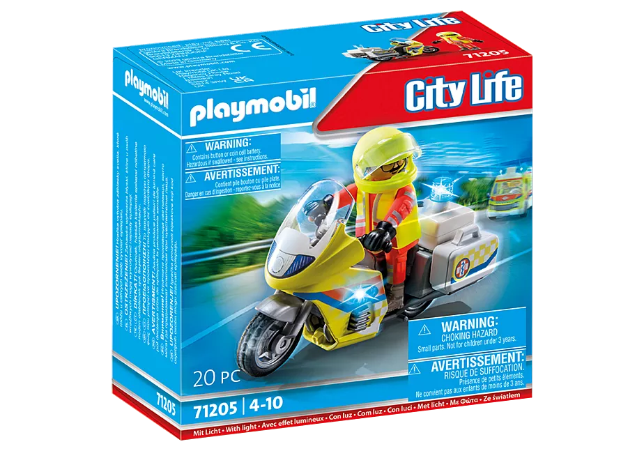 Notarzt-Motorrad mit Blinklicht