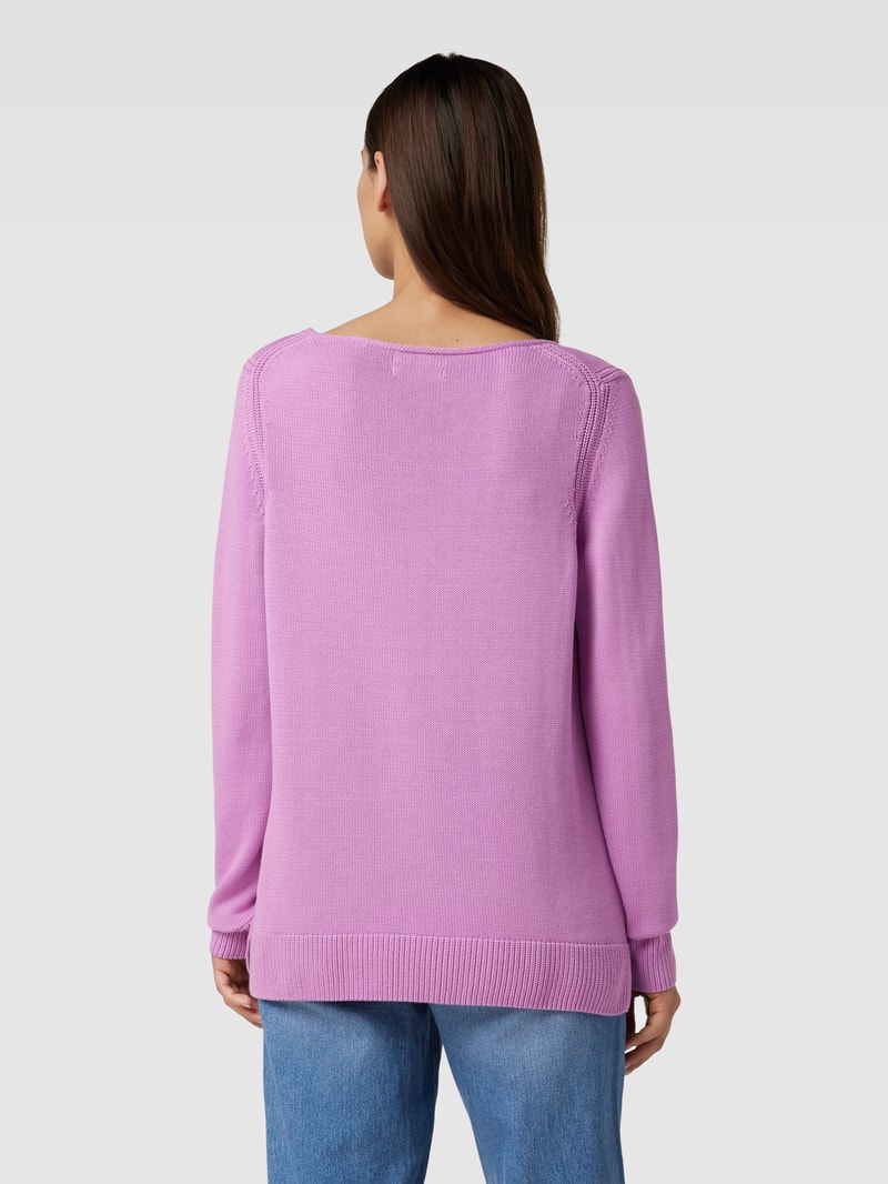 Strickpullover mit U-Boot-Ausschnitt in violett