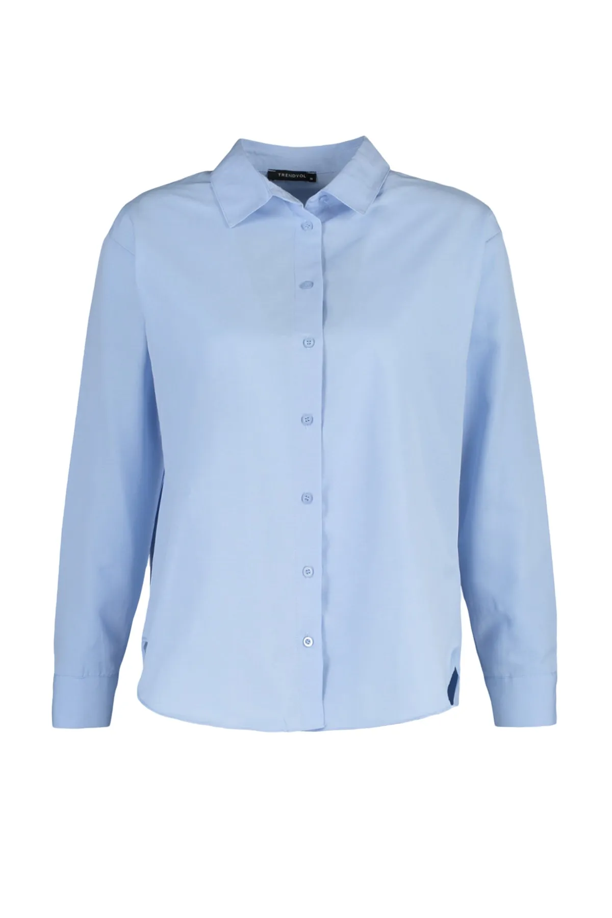 Trendyol Collection  Blaues, locker geschnittenes Hemd aus Baumwollgewebe TWOAW20GO0107
