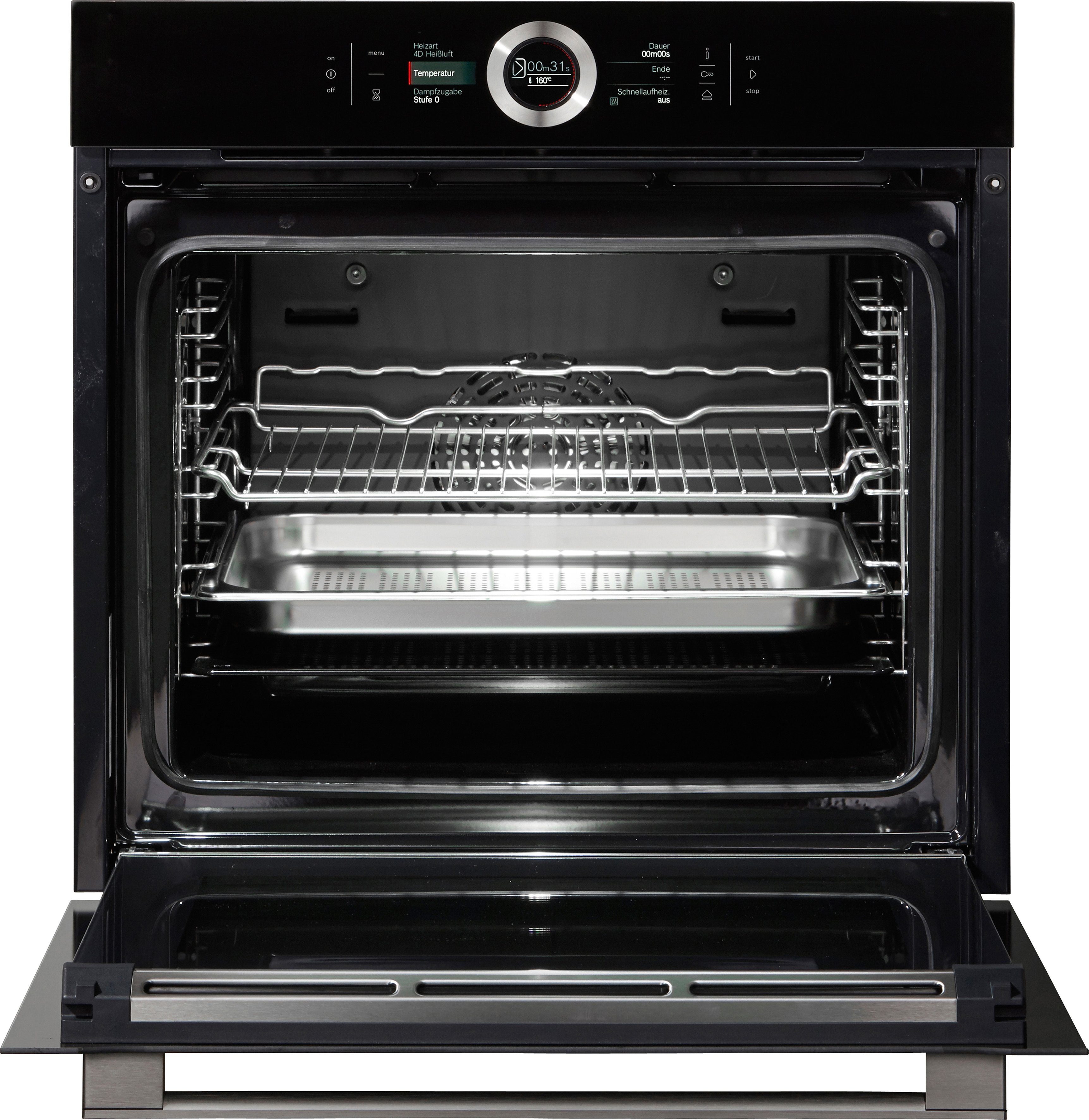 BOSCH Dampfbackofen Serie 8 HSG636B, mit Teleskopauszug nachrüstbar, ecoClean Direct, mit Auftaufunktion