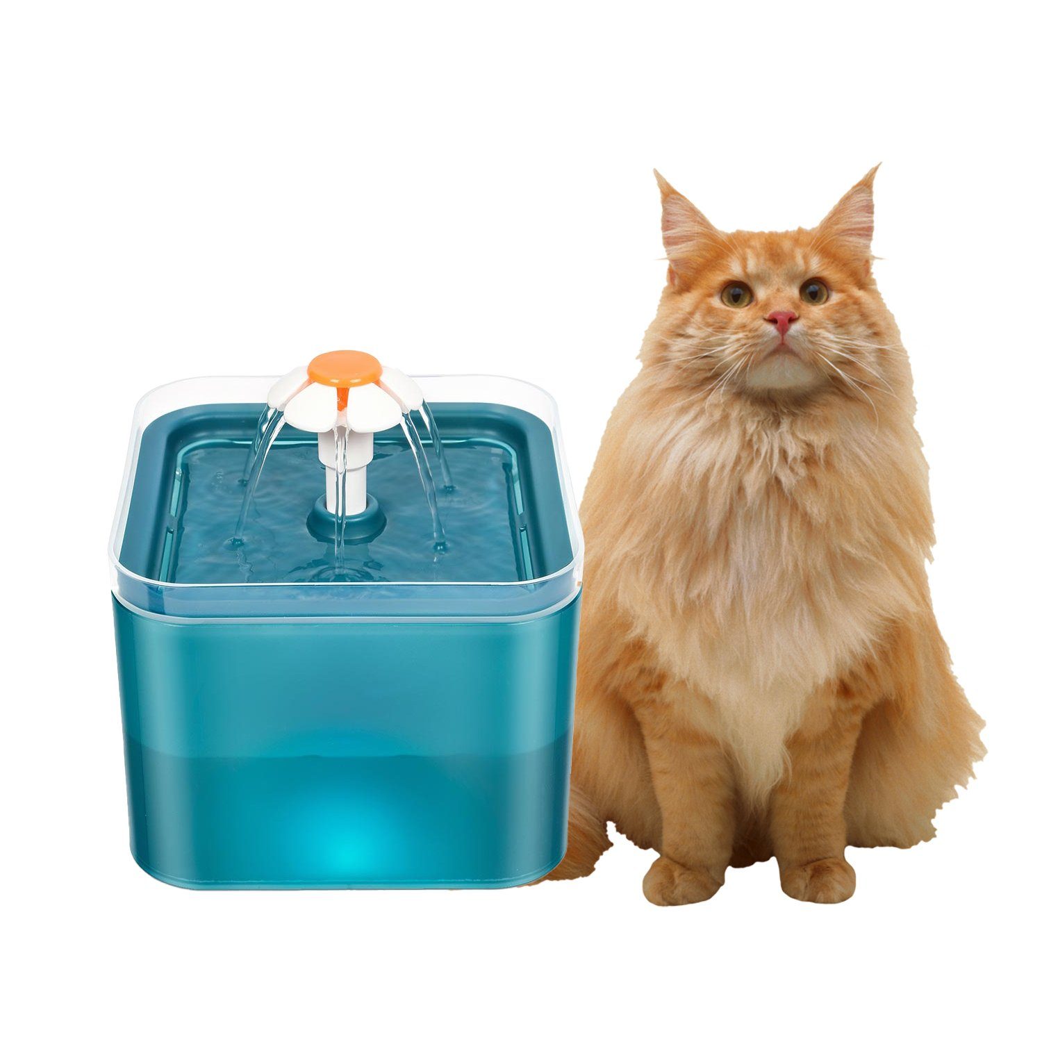 Kpaloft Trinkbrunnen 2 l, Hund LED Trinkautomat, Katzen Wasserspender leise