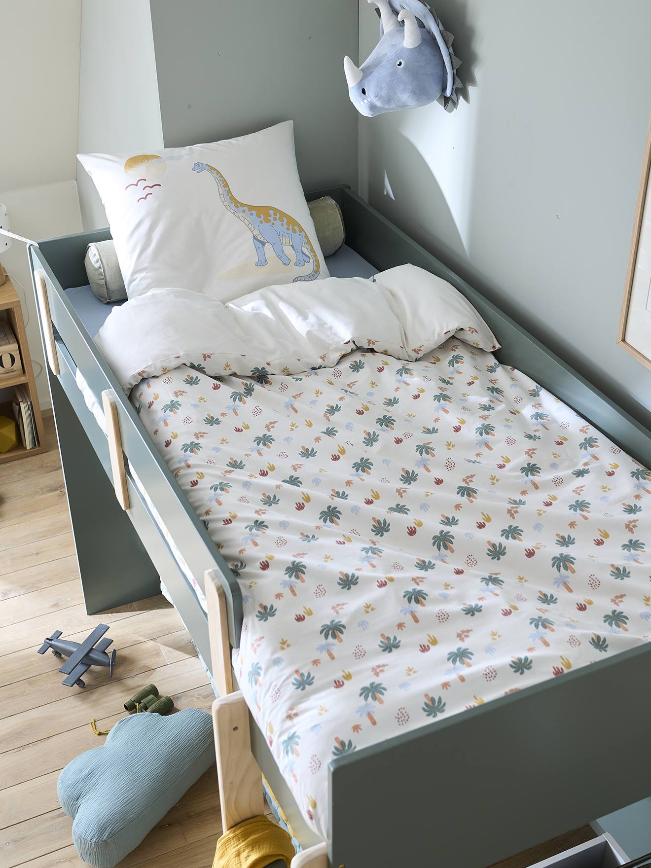Parure enfant JURASSIC CAMP Oeko-Tex® blanc imprimé