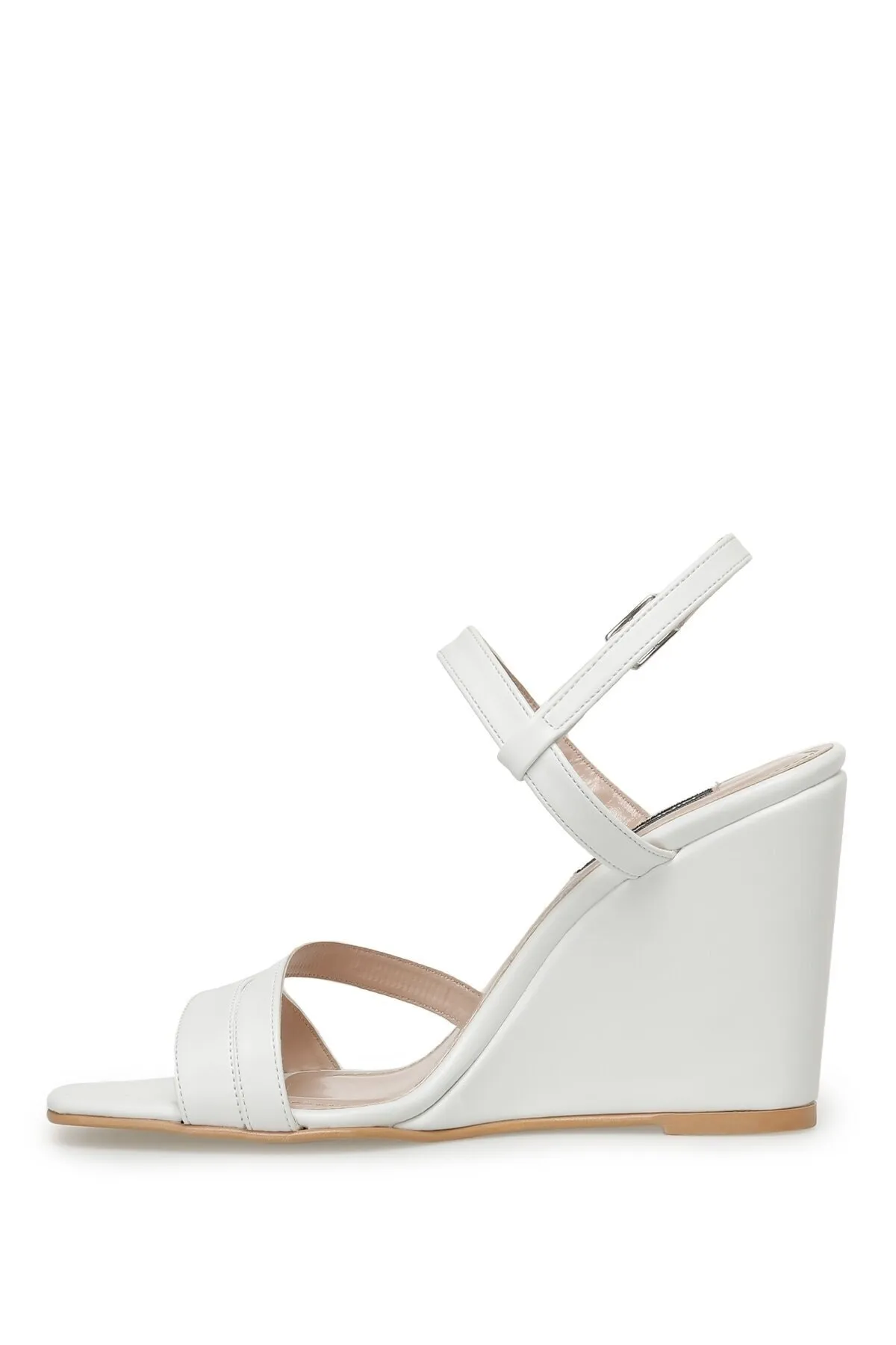 Nine West  MOEX 3FX Weiße Damen-Sandalen mit Keilabsatz
