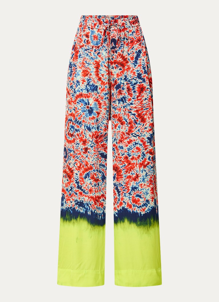 Hlače Essentiel Antwerp Googoo z visokim pasom in širokim krojem ter dip-dye vzorcem