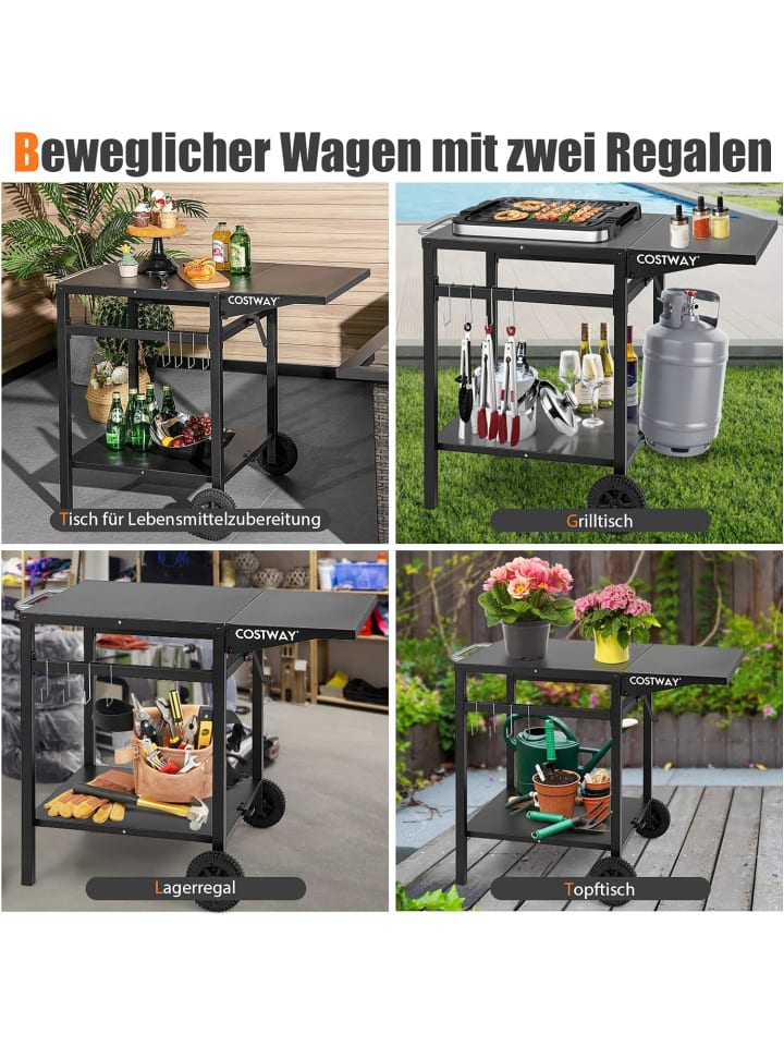 COSTWAY Grilltisch mit Tischplatte klappbar in Schwarz günstig kaufen onesize