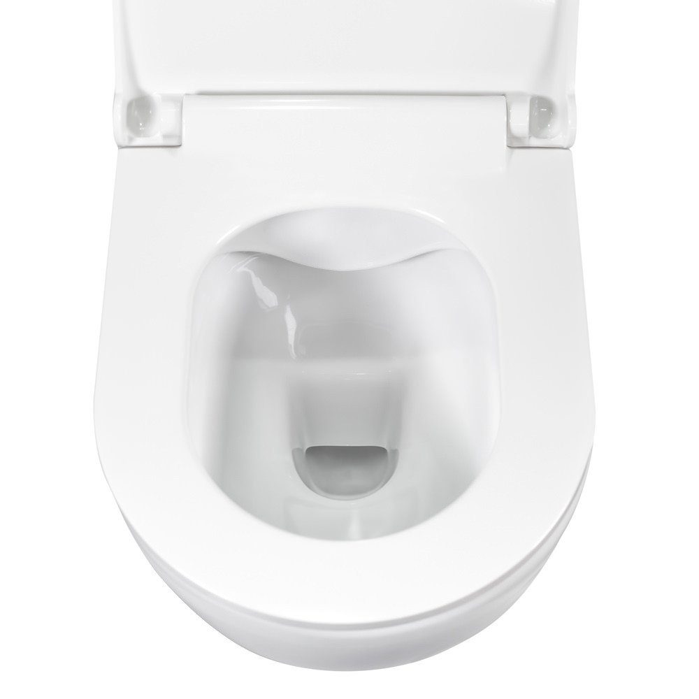 Aloni Tiefspül-WC AL5513KomplettSet, Wandhängend, Abgang waagerecht, Spülrandlos Hänge Wand-WC & Belvit Vorwandelement Spülkasten