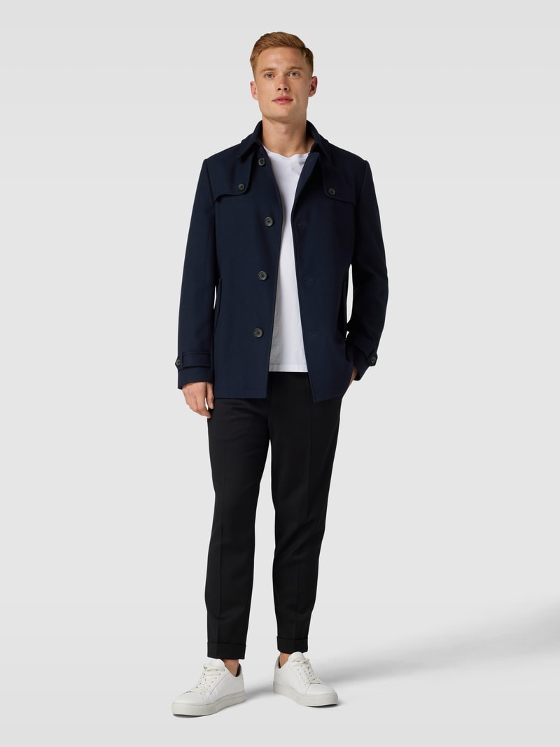 Jacke mit Umlegekragen und Ärmelriegeln in marineblau