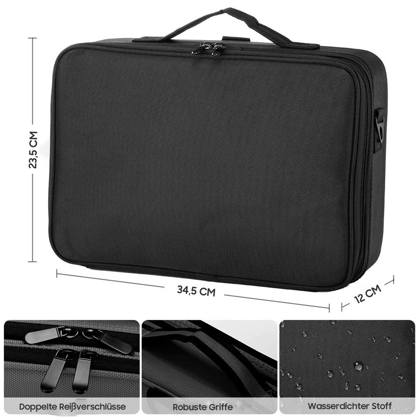 Aoucheni Kosmetikkoffer Kosmetiktasche Portable Reise Make Up Tasche, Schwarz