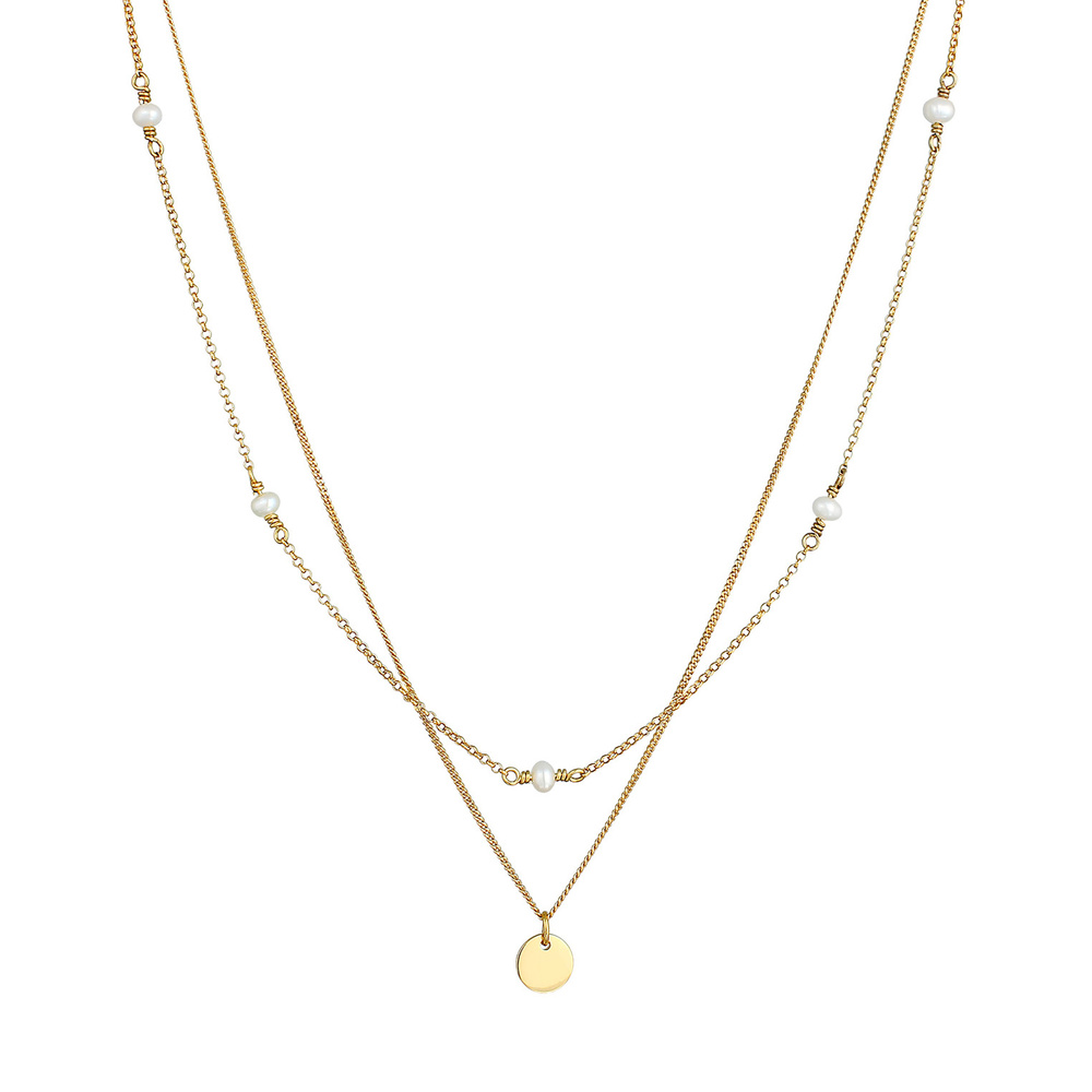 Elli Elli Collier Pendentif plaque de couche pour femme avec perle d'eau douce en arge collier