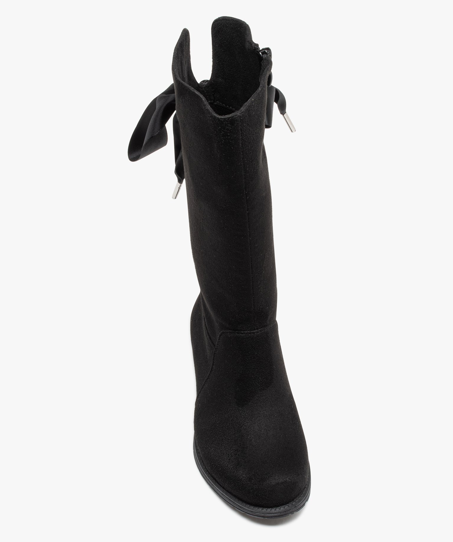 Bottes en suédine à tige lacée fille noir | GEMO