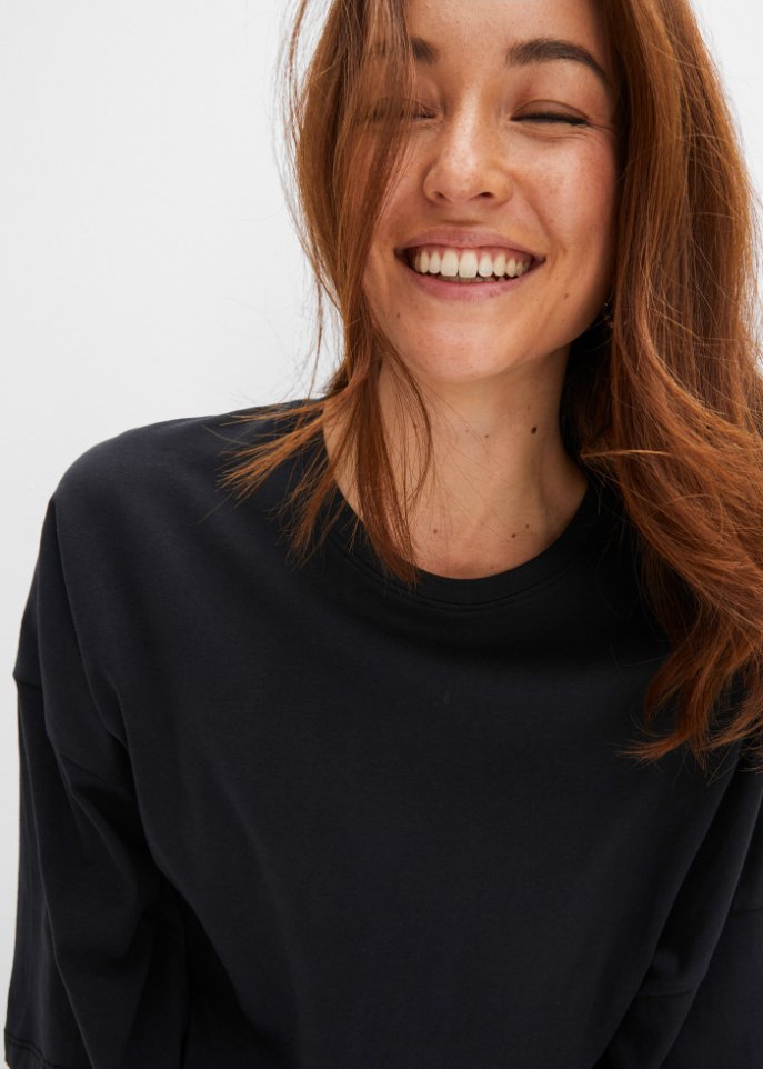 Baumwoll- Oversize-Shirt, halbarm