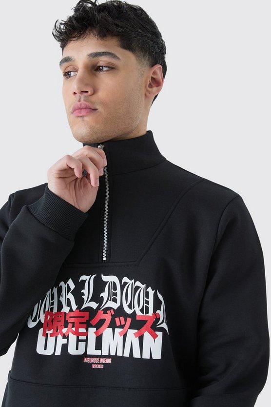 Official Man Worldwide Sweatshirt mit 1/4 Reißverschluss