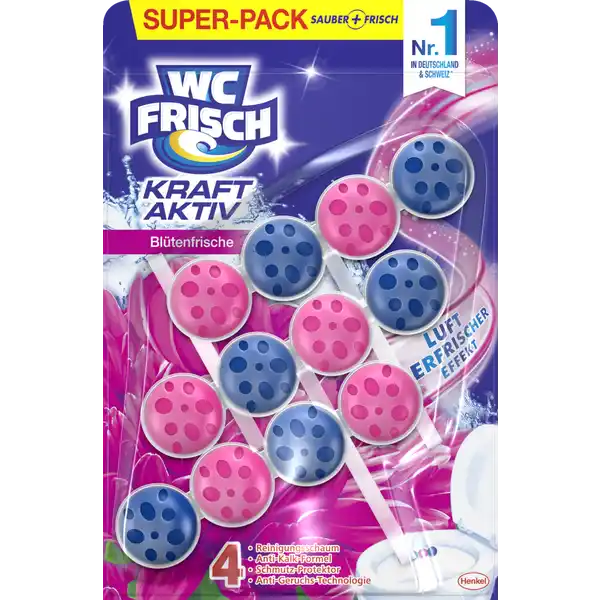 WC Reiniger Kraft-Aktiv Duftspüler Blüten-Frische, Super-Pack