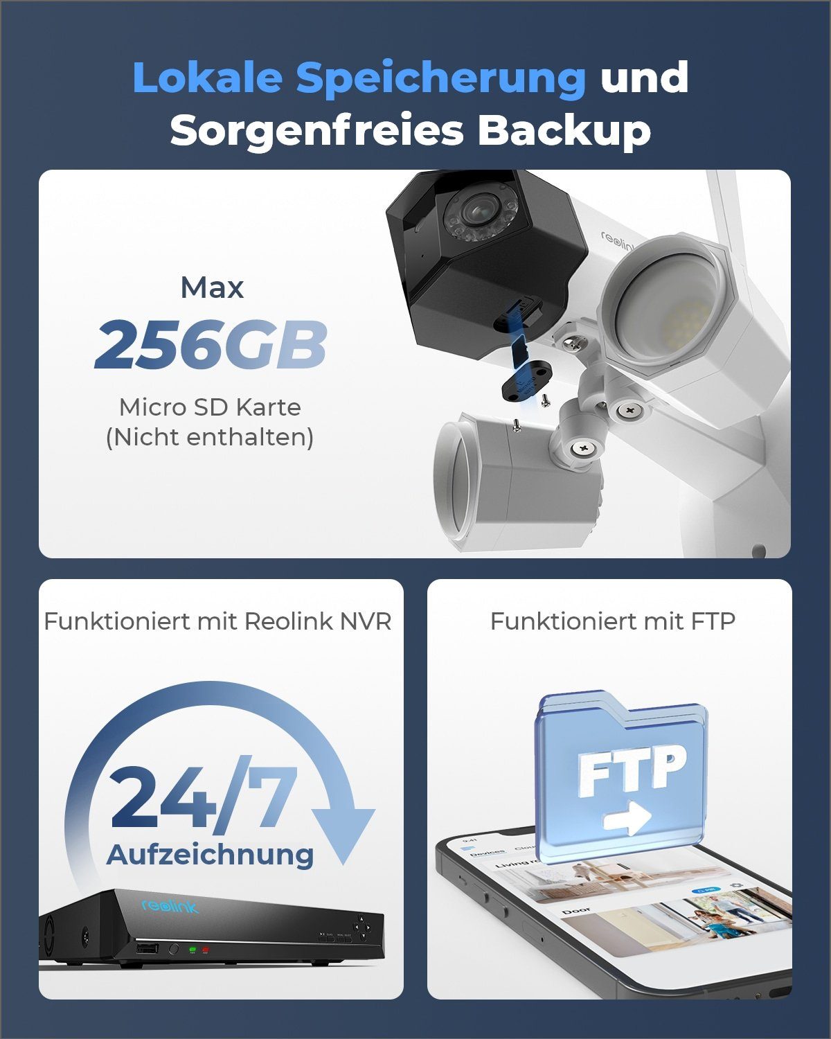 Reolink 8MP UHD Duo-Serie Floodlight WLAN Überwachungskamera (Außenbereich, Dual-Objektiv, 180° Panorama-Weitwinkel, 5 GHz/2,4 GHz)