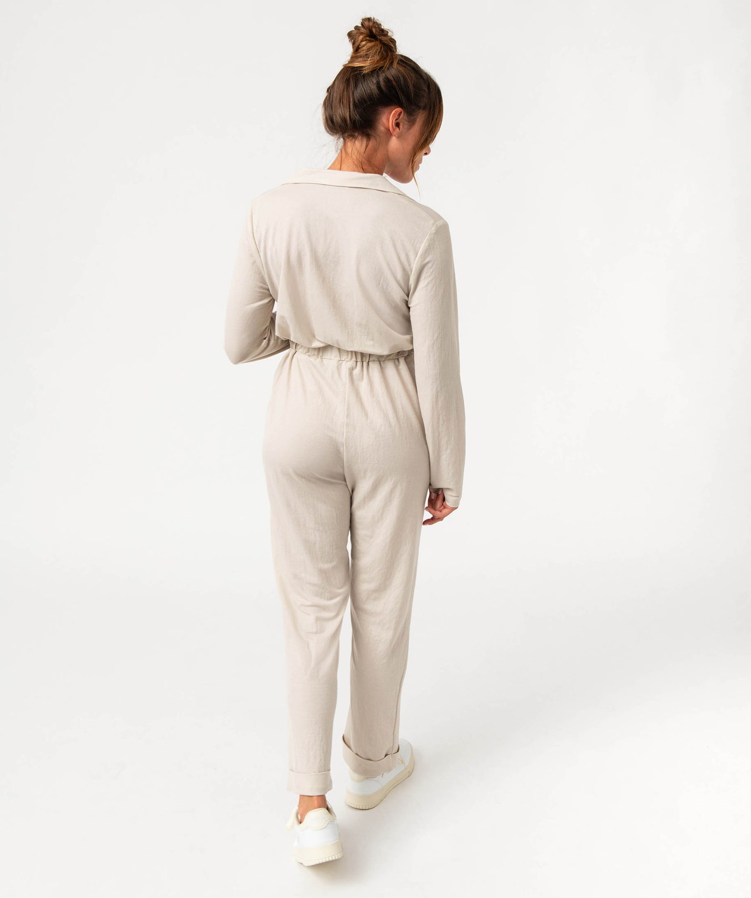 Combinaison pantalon à manches longues fluide femme - Gémo... beige | GEMO