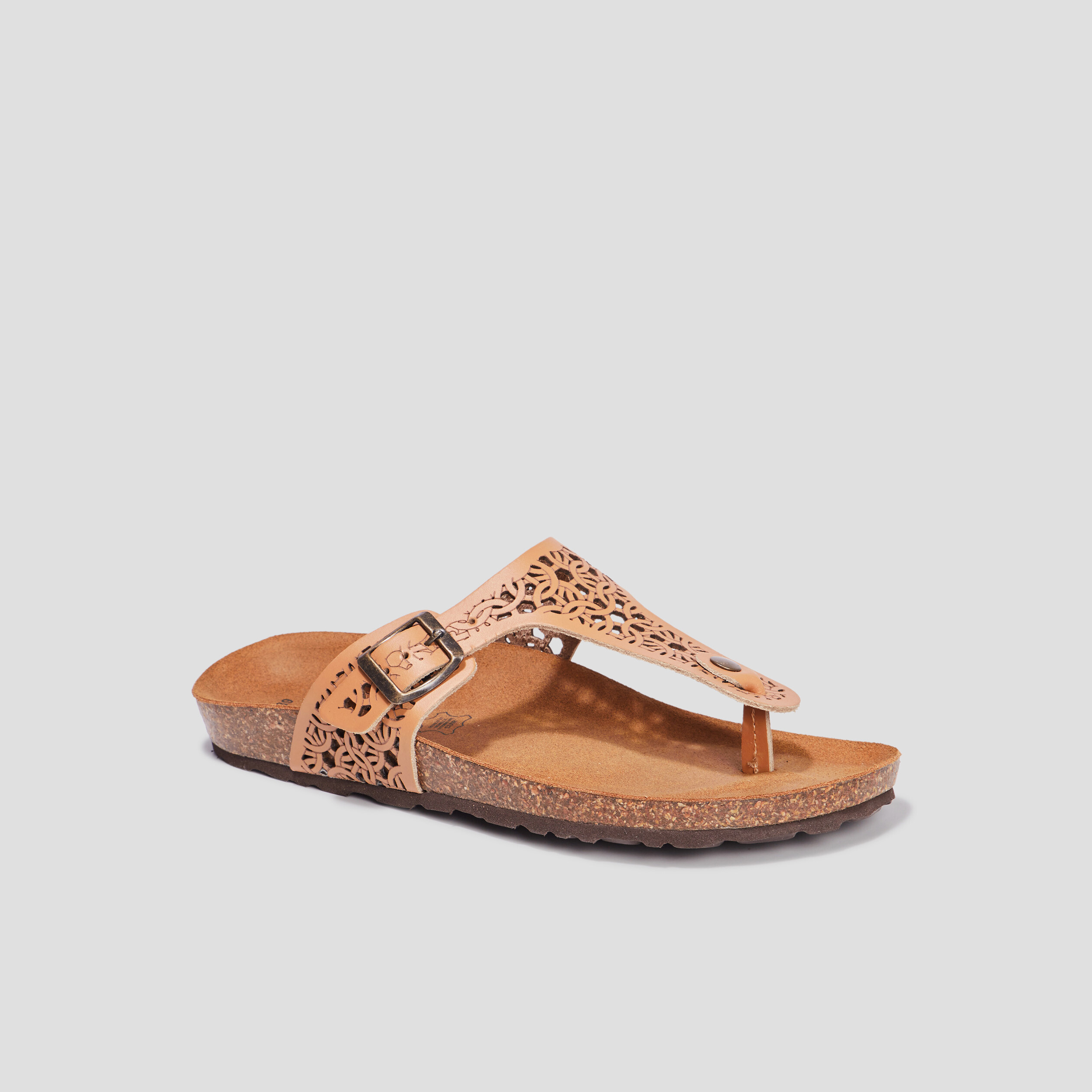 Mules détails ajourés en cuir Creeks marron femme | La Halle