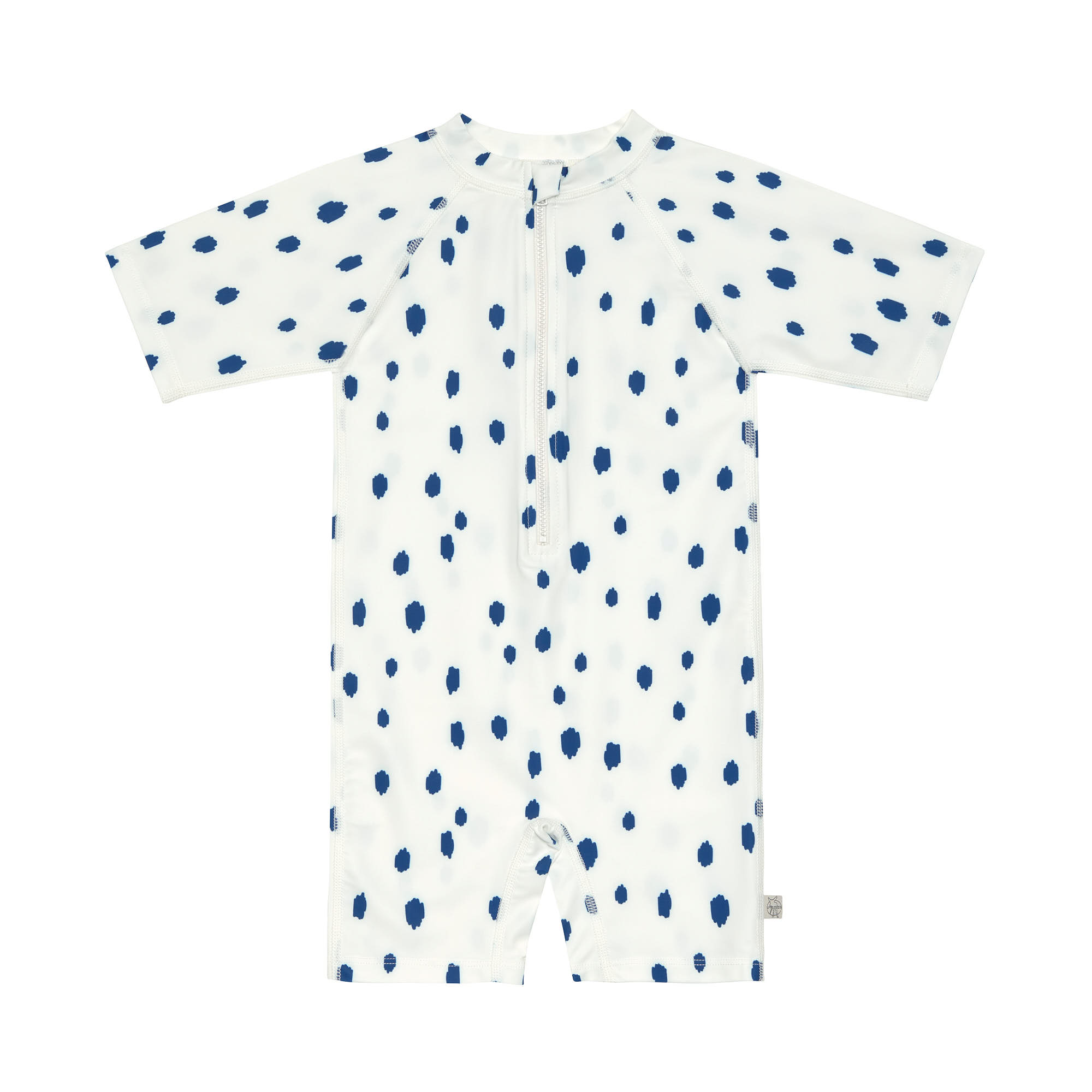 Schwimmanzug Kinder Kurzarm (UV Schutz) - Punkte, Blau Weiß