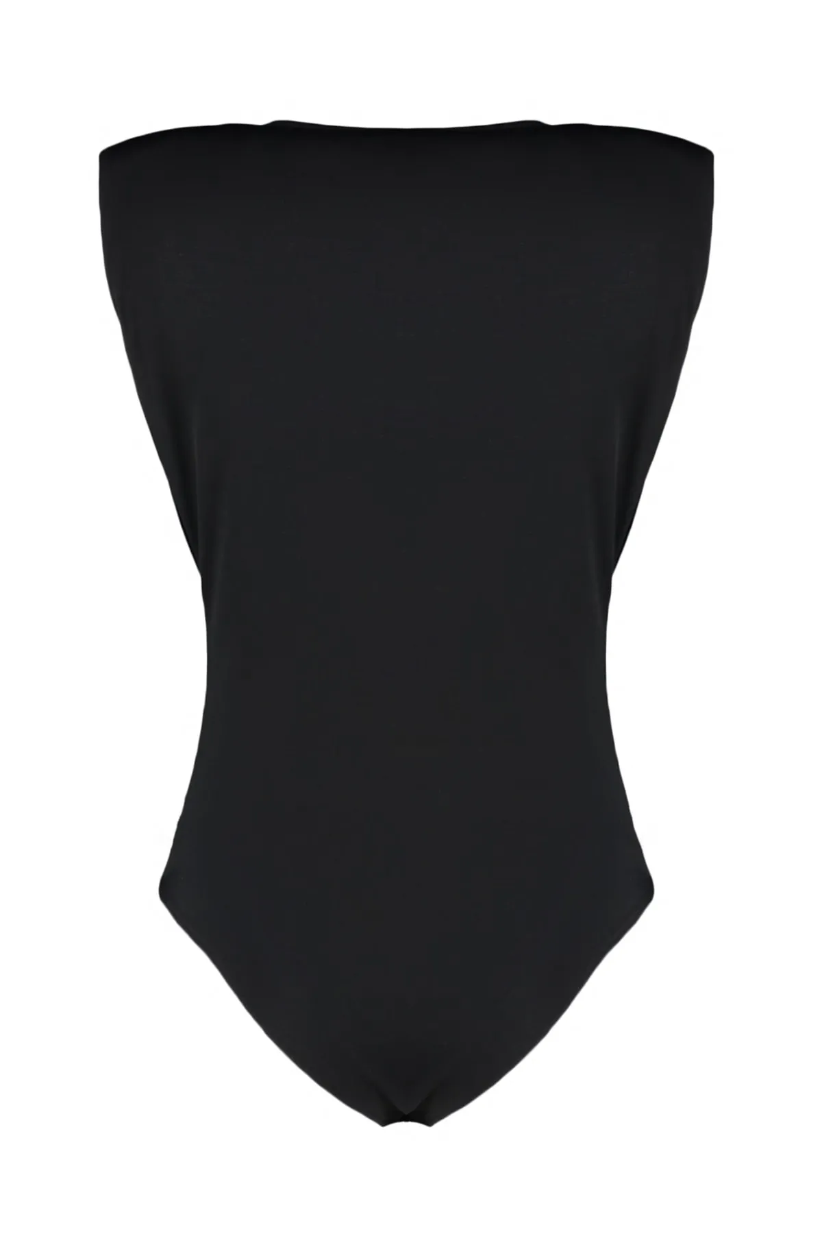 Trendyol Collection  Schwarzer, gepolsterter Strickbody mit zweireihigem Kragen, flexiblem Druckknopf TWOSS23BD00007
