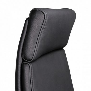 Amstyle Chefsessel SPM1.800 (Echtleder Schwarz Bürostuhl Ergonomisch Kopfstütze), Schreibtischstuhl Drehbar, Drehstuhl Wippfunktion